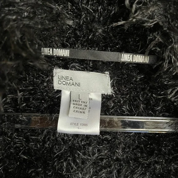 Linea Domani Faux Fur Vest Open Front Women’s Black Size L - Picture 5 of 8